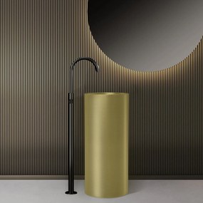 Karag 4609F Επικαθήμενος Νιπτήρας με άνοιγμα στο πλάι Χρυσός Ø37,5x85cm