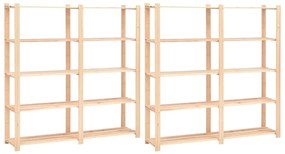 vidaXL Ραφιέρες 5 Επιπέδων 2 τεμ 500 κ 170x38x170 εκ Μασίφ Ξύλο Πεύκου