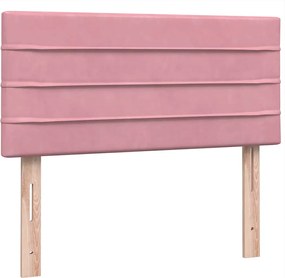 vidaXL Κρεβάτι Boxspring με Στρώμα Ροζ 80x220 εκ. Βελούδινο