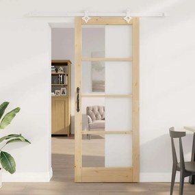 vidaXL Συρόμενη Πόρτα  με Σετ Υλικών 83x211 εκ Μασίφ Ξύλο Πεύκου