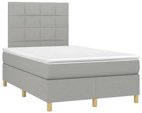 vidaXL Κρεβάτι Boxspring με Στρώμα & LED Αν.Γκρι 120x190εκ. Υφασμάτινο