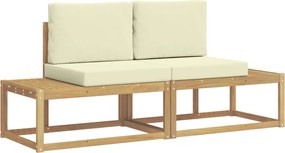 vidaXL Σειρά Καναπέ Εξωτερικού 2 pcs Λευκό και Κρεμ Πολυεστέρας