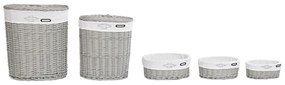 Σετ καλαθιών DKD Home Decor Λευκό Γκρι λυγαριά 51 x 37 x 56 cm 52 x 38 x 57 cm 5 Τεμάχια