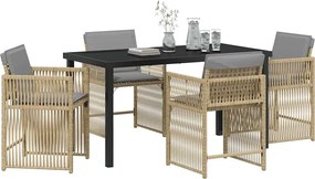 vidaXL Σέτ φαγητού για κήπο 5 pcs Μπεζ συνθετικό ρατάν