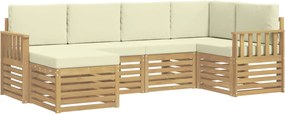 vidaXL Σειρά Καναπέ Εξωτερικού 6 pcs Λευκό και Κρεμ Πολυεστέρας