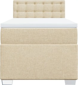 vidaXL Κρεβάτι Boxspring με Στρώμα Κρεμ 90x200 εκ.Υφασμάτινο