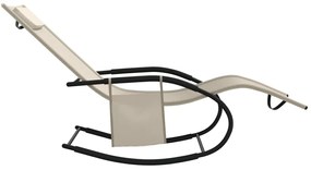 vidaXL Κουνιστή Ξαπλώστρα Κρεμ από Ατσάλι / Textilene