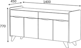 Μπουφές Sila Megapap χρώμα λευκό - ανθρακί 140x45x72εκ.