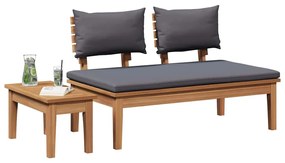 vidaXL Παγκάκι κήπου 2 pcs Γκρι και Καφέ Μασίφ ξύλο teak