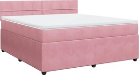 vidaXL Κρεβάτι Boxspring με Στρώμα Ροζ 180x200 εκ. Βελούδινο