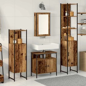 vidaXL Σετ Επίπλων Μπάνιου 4 pcs Παλαιό ξύλο 33 x 33 x 185.5 εκ
