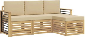 vidaXL Σειρά Καναπέ Εξωτερικού 4 pcs Λευκό και Μπεζ Πολυεστέρας