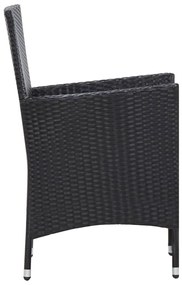 vidaXL Τραπεζαρία Εξωτερικού Χώρου Σετ 7 τεμ. Μαύρη Συνθετικό Ρατάν