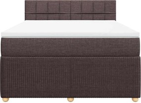 vidaXL Κρεβάτι Boxspring με Στρώμα Σκούρο Καφέ 140x190 εκ. Υφασμάτινο