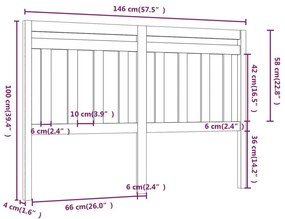 Κεφαλάρι Κρεβατιού Γκρι 146 x 4 x 100 εκ. από Μασίφ Ξύλο Πεύκου - Γκρι