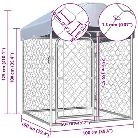 vidaXL Κλουβί Σκύλου Εξωτερικού Χώρου 100 x 100 x 125 εκ. με Στέγαστρο