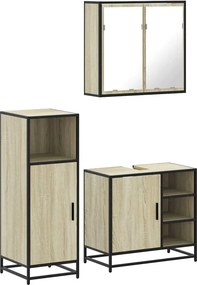 vidaXL Σετ Επίπλων Μπάνιου 3 Τεμαχίων Sonoma Δρυς Επεξεργασμένο Ξύλο