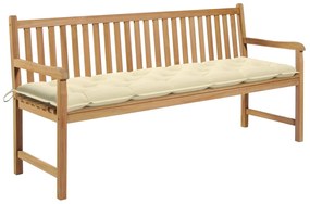 vidaXL Παγκάκι Κήπου 175 εκ. Μασίφ Ξύλο Teak με Λευκό Κρεμ Μαξιλάρι