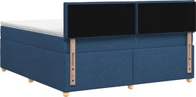 vidaXL Κρεβάτι box spring με στρώμα Μπλε 180 x 200 cm Ύφασμα