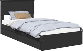 vidaXL Κρεβάτι Αποθήκης Μαύρο 100 x 200 cm Επεξεργασμένο Ξύλο