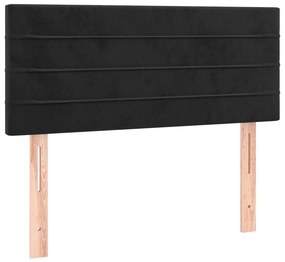 vidaXL Κρεβάτι Boxspring με Στρώμα &amp; LED Μαύρο 90x200 εκ. Βελούδινο