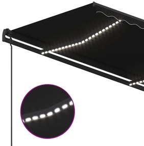 Τέντα Συρόμενη Χειροκίνητη με LED Ανθρακί 5x3,5 μ. - Ανθρακί