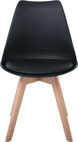 MARTIN STRIPE Καρέκλα Ξύλινο Πόδι, PP Μαύρο   4τμχ