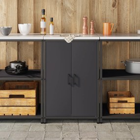 vidaXL Ντουλάπα Αποθήκευσης Κουζίνας Μαύρο 60 x 50 x 92 εκ. Ατσάλι