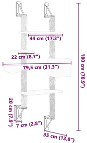 vidaXL Γατόδεντρο Τοίχου Ανοιχτό Γκρι 180 εκ. με Στύλο Ξυσίματος