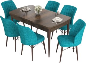 Extendable Dining Table &amp; Chairs Set (7 Pieces) Eva - Baroque, Turquoise Baroque
Turquoise