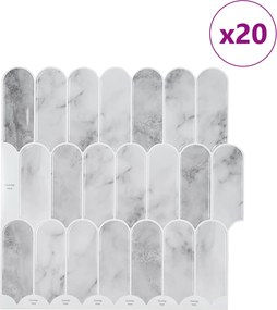 vidaXL Πλακάκι Φτερού 20 τεμ. Γκρι Μάρμαρο 30 x 30 cm
