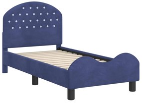 vidaXL Κρεβατική βάση για παιδιά με προσκέφαλο Μπλε Αστυνομίας Βελούδο