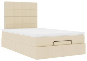 Οθωμανικό κρεβάτι με στρώμα Cream 120x190 cm Ύφασμα - Κρεμ