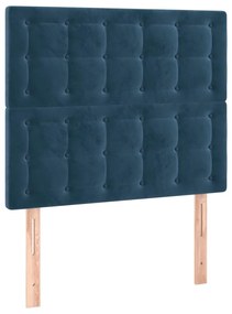 vidaXL Κρεβάτι Boxspring με Στρώμα Σκούρο Μπλε 90x190 εκ. Βελούδινο