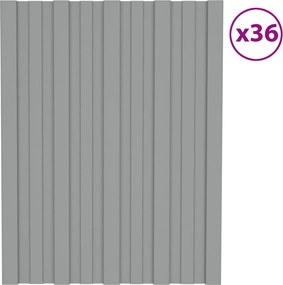 vidaXL Πάνελ οροφής 36 τεμ. Γκρι 60 x 45 cm Γαλβανισμένος χάλυβας