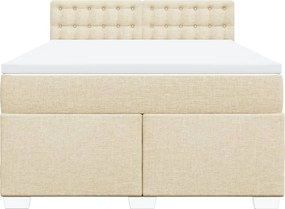 vidaXL Κρεβάτι Boxspring με Στρώμα Κρεμ 160x200 εκ. Υφασμάτινο