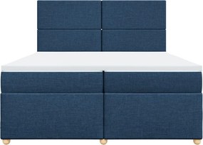vidaXL Κρεβάτι Boxspring με Στρώμα Μπλε 200x200 εκ. Υφασμάτινο