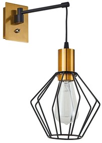 Φωτιστικό Τοίχου - Απλίκα Adept 77-8357 20x30x38cm 1xE27 60W Black-Gold Homelighting