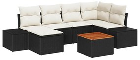 vidaXL Σετ Καναπέ Κήπου 7 pcs Μαύρο και λευκό