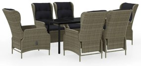 vidaXL Σετ Τραπεζαρίας Κήπου 7 Τεμαχίων Καφέ