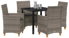 vidaXL Σέτ φαγητού για κήπο 5 pcs Γκρι συνθετικό ρατάν