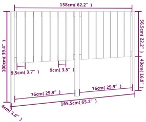 vidaXL Κεφαλάρι Κρεβατιού Λευκό 165,5x4x100 εκ. από Μασίφ Ξύλο Πεύκου