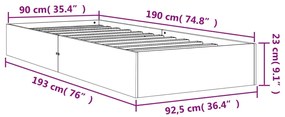 Σκελετός Κρεβ. Χωρίς Στρώμα Καφέ Κεριού 90x190 εκ Μασίφ Πεύκο - Καφέ