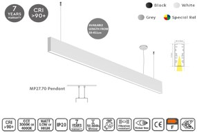 MP27.70P-115-H-3-O-OF-WH Linear Profile Lighting Ceiling 27.5x70mm 115cm HOMELIGHTING 77-22743