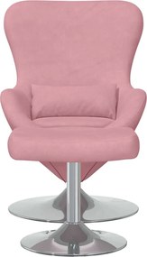 vidaXL Αυγό Καρέκλα με Σκαμνί Ροζ Βελούδο