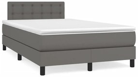 Κρεβάτι Boxspring με Στρώμα Γκρι 120x200εκ. από Συνθετικό Δέρμα - Γκρι