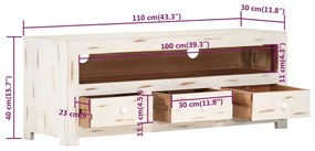 vidaXL Έπιπλο Τηλεόρασης Λευκό 110 x 30 x 40 εκ. Μασίφ Ξύλο Ακακίας