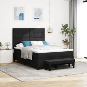 vidaXL Κρεβάτι με Στρώμα και Πάγκο Μαύρο 160x200 εκ Ύφασμα