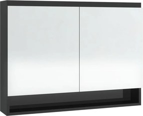 vidaXL Ντουλάπι Μπάνιου με Καθρέφτη 80x15x60 εκ. Λαμπερό Μαύρο από MDF