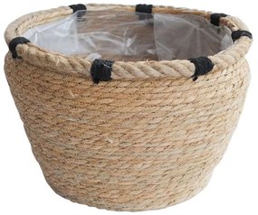 Καλάθι - Κασπώ 00.06.61332 Με Νάιλον Σχέδιο Φ33x22cm Ψάθινο Natural-Black Mat